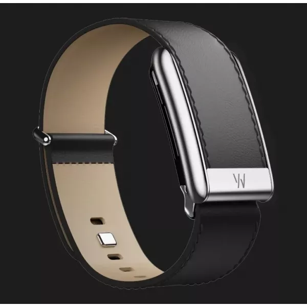 Ремінець Whoop LeatherLuxe Band Straight для Whoop 5.0 (Black/Cream with Titanium) (Size L)